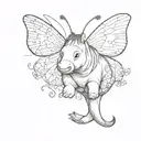 eeyore tail with butterfly  tattoo design idea