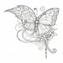 eeyore tail with butterfly  tattoo design idea