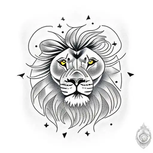 Lion with fire tattoo design idea