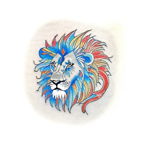 Lion with fire tattoo design idea