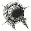 Dark Sun Sphere Blackwork tattoo design idea