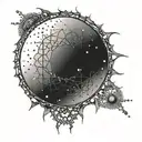 Dark Sun Sphere Blackwork tattoo design idea