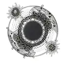 Dark Sun Sphere Blackwork tattoo design idea