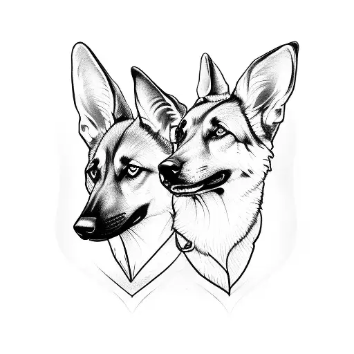 german shepherd cerberus  tattoo design idea