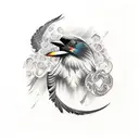 crow with euro tattoo design idea