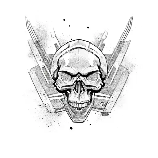 Offroad-inspired skull with Ford Ranger elements tattoo design idea