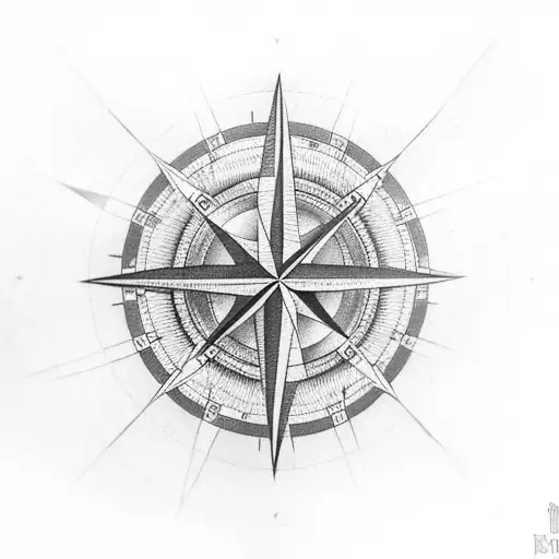 Travel, north star, compass tattoo design idea