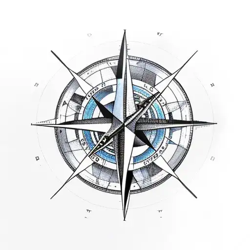 Travel, north star, compass tattoo design idea