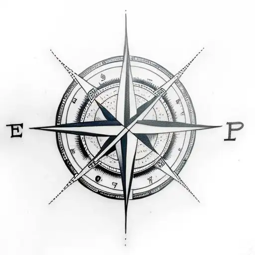 Travel, north star, compass tattoo design idea