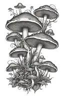 mushroom forest tattoo design idea