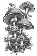mushroom forest tattoo design idea