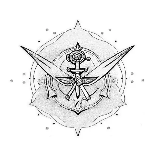 anchor with butterfly and flowers on it tattoo design idea