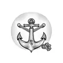 anchor with butterfly and flowers tattoo design idea