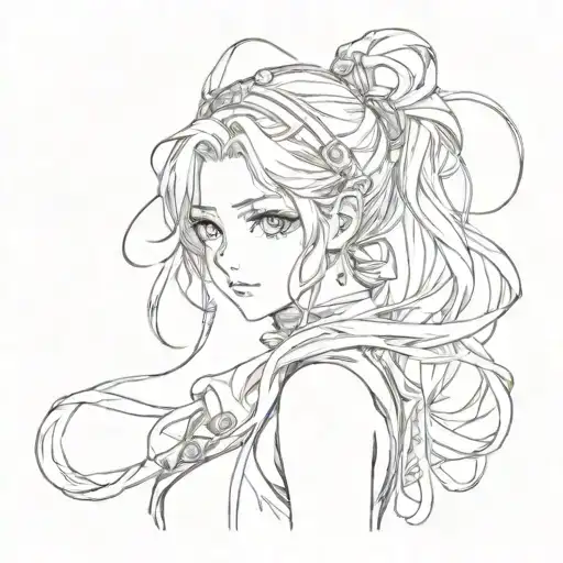 anime girl tattoo design idea