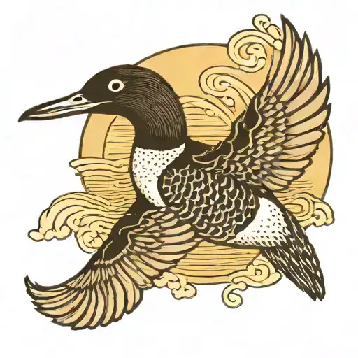loon taking flight tattoo design idea