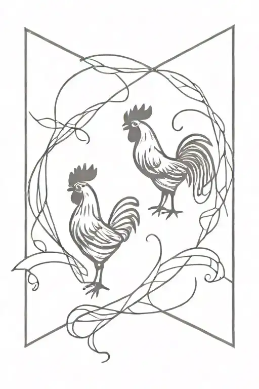 Chinese knot tattoo design featuring the silhouette of a rooster, dog, and rabbit tattoo design idea