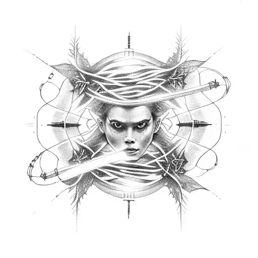 lightsabers with vines tattoo design idea