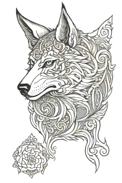 Turkish wolf Nobility  tattoo design idea