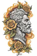 rose Mythology Zeus Fire tattoo design idea