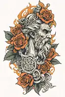 rose Mythology Zeus Fire tattoo design idea