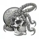 scorpion crawling out of a skull  tattoo design idea