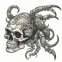 scorpion crawling out of a skull  tattoo design idea