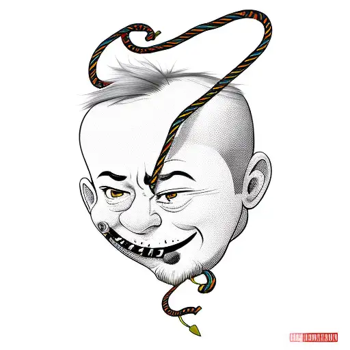 cartoon head with noose around neck tattoo design idea