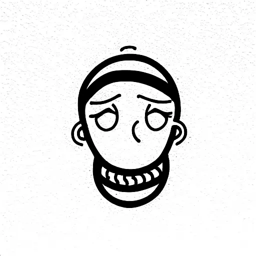 cartoon head with noose around neck tattoo design idea