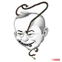 cartoon head with noose around neck tattoo design idea