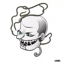 cartoon head with noose around neck tattoo design idea