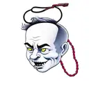 cartoon head with noose around neck tattoo design idea