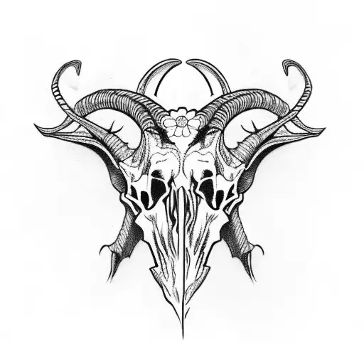 ouruborus and goat skull tattoo design idea