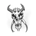 ouruborus and goat skull tattoo design idea