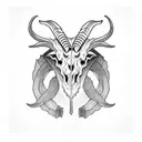 ouruborus and goat skull tattoo design idea
