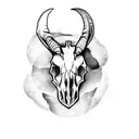 circle and goat skull tattoo design idea