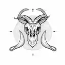 circle and goat skull tattoo design idea