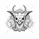 circle and goat skull tattoo design idea