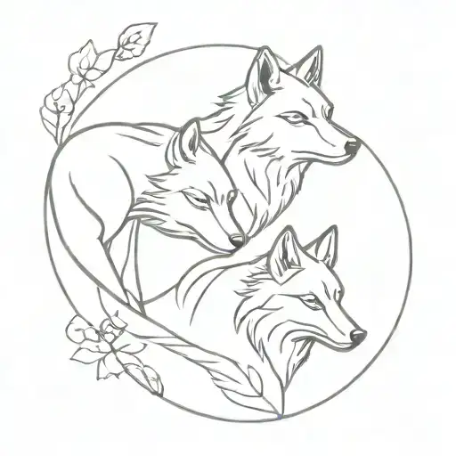 wolf and Fox tattoo design idea