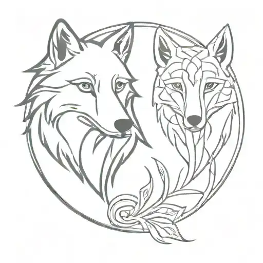 wolf and Fox Celtic   tattoo design idea