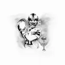 Tom Brady holding the Lombardi trophy  tattoo design idea