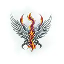 phoenix with fire sleeve tattoo design idea