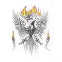 phoenix with fire sleeve tattoo design idea