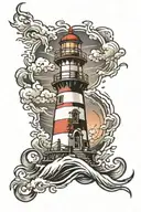 lighthouse storm tattoo design idea
