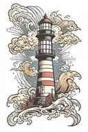 lighthouse storm tattoo design idea