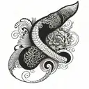 The entire left forearm covered in black ink in a curved pattern, then from the elbow bend, the arm up to the shoulder f tattoo design idea