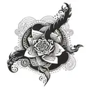 The entire left forearm covered in black ink in a curved pattern, then from the elbow bend, the arm up to the shoulder f tattoo design idea