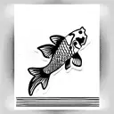 two Koi Fish flowers outline mandala  tattoo design idea