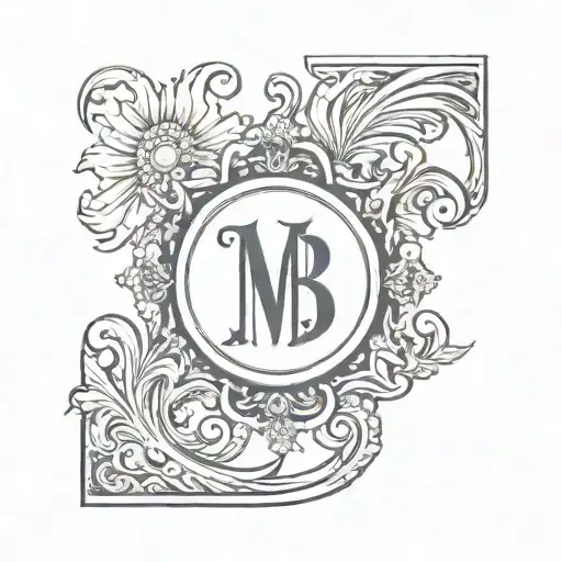 mb monogram sun setting tattoo design idea