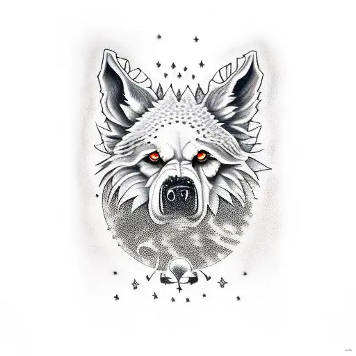 lobo aullando a la luna tattoo design idea