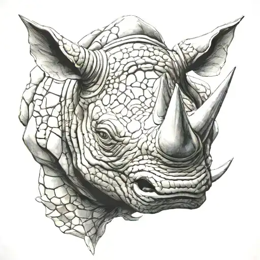 force rhino mask fighting tattoo design idea